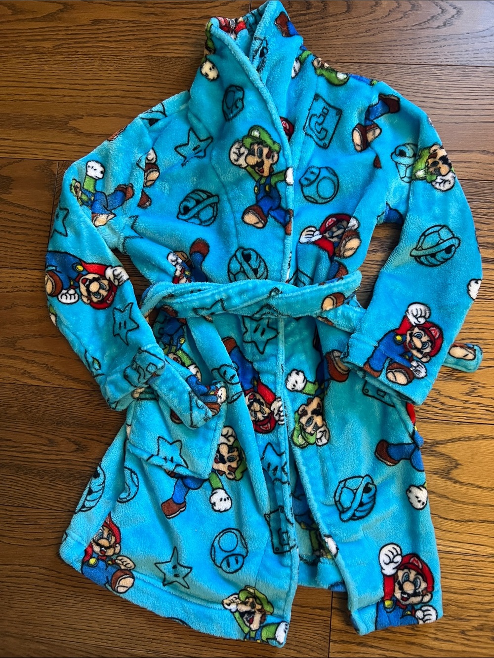 Nintendo Blue Super Mario Fleece Robe with Belt